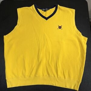 Vintage Polo Golf Ralph Lauren Vest Mens XXL‎ Yellow V-Neck  Golf Pullover
